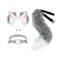 Conjunto De Halloween Com Orelhas De Gato E Cauda De Raposa Em Pelúcia Falsa, Acessório De Fantasia