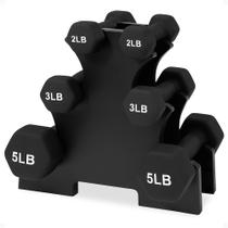 Conjunto de Halteres BalanceFrom Hexagonais de Neoprene 9 kg com Suporte Conjunto de Halteres BalanceFrom Hexagonais de Neoprene 9 kg com Suporte