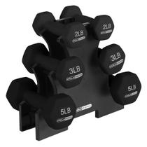 Conjunto de Halteres HolaHatha 9 kg em Neoprene com Suporte Preto Conjunto de Halteres HolaHatha 9 kg em Neoprene com Suporte Preto