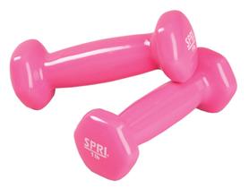 Conjunto de halteres SPRI Deluxe revestido de vinil de 1 lb (0,45 kg) rosa Conjunto de halteres SPRI Deluxe revestido de vinil de 1 lb (0,45 kg) rosa