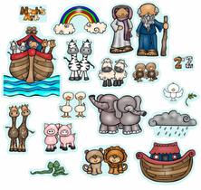 Conjunto de histórias em feltro, tabuleiro de flanela bíblica, Arca de Noé, 20 peças