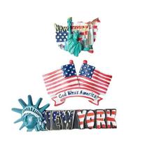 Conjunto de ímãs de geladeira, estátua de resina 3D em Nova York, EUA, x3