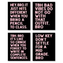 Conjunto de impressões de arte de parede Hxlac Funny Classroom 20x25cm sem moldura