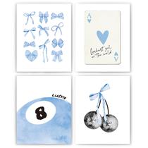 Conjunto de impressões de arte de parede okaxscm Coquette Trendy Preppy x4 20x25cm