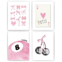 Conjunto de impressões de arte de parede okaxscm Pink Coquette Preppy 30x40cm x4