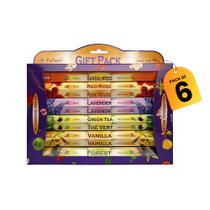 Conjunto de Incensos Tulasi 6 Aromas 120 Varetas com Óleos Naturais