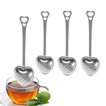 Conjunto de infusor de chá em aço inoxidável em forma de coração, 4 unidades