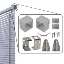 Conjunto de Instalação Para Cortina Persiana Horizontal em PVC Cinza Atlas Conjunto de Instalação Para Cortina Persiana Horizontal em PVC Cinza Atlas