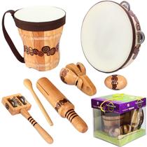 Conjunto de instrumentos musicais Benelet Wooden para crianças com bongô Conjunto de instrumentos musicais Benelet Wooden para crianças com bongô