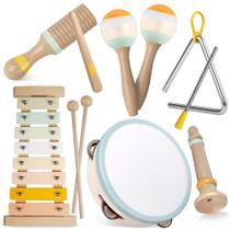 Conjunto de instrumentos musicais Brinquedos de madeira Montessori para crianças