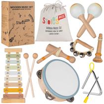 Conjunto de instrumentos musicais Stoie's Wooden Kids 3-9 anos