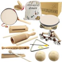 Conjunto de instrumentos musicais VINJOE Wooden Music para crianças