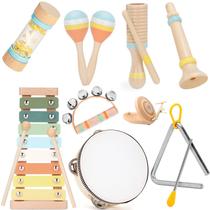 Conjunto de instrumentos musicais ZJEFUNS Baby Wooden Montessori 1-3 anos