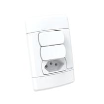 Conjunto De Interruptor 2 Tecla E Tomada 10A Branco Durín