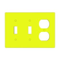 Conjunto de interruptor 3 módulos com 2 teclas e 1 tomada duplex amarelo