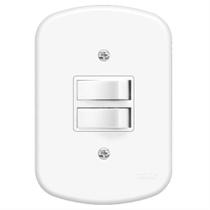 Conjunto de Interruptor Embutir 1 Interruptor Simples e 1 Interruptor Paralelo com Placa Série Blanc - 0644 - FAME
