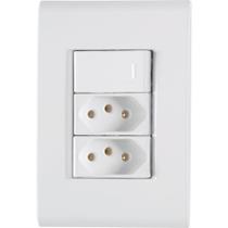Conjunto de Interruptor Simples + 2 Tomadas 2P+T 10A Branco Liz Tramontina - Tramontina Elétrica