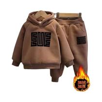 Conjunto De Inverno Acolchoado Para Meninos, Moletom Com Capuz De Lã, Calça De Moletom, 2 Peças, Conjunto De Inverno Acolchoado Para Meninos, Moletom Com Capuz De Lã, Calça De Moletom, 2 Peças,