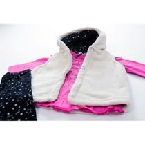 Conjunto de Inverno Bebê Calça Colete Soft e Camiseta Manga Longa Menina