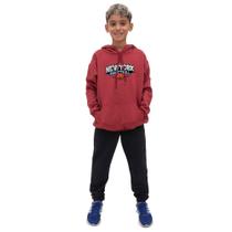 Conjunto de Inverno Infantil Menino Blusa Canguru Com Capuz Ajustavel e Calça Comprida Estampada