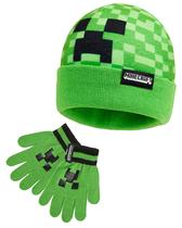 Conjunto de inverno Minecraft Beanie, chapéu e luva para crianças e adolescentes