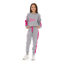 Conjunto De Inverno Moletom Infantil Feminino Meninas Barbie