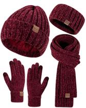 Conjunto de inverno Winuesa, gorro feminino, cachecol, luvas, faixa de cabeça, cinza Conjunto de inverno Winuesa, gorro feminino, cachecol, luvas, faixa de cabeça, cinza