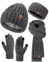 Conjunto de inverno Winuesa, gorro feminino, cachecol, luvas, faixa de cabeça, cinza Conjunto de inverno Winuesa, gorro feminino, cachecol, luvas, faixa de cabeça, cinza