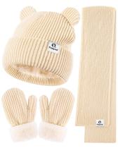 Conjunto de inverno ZUPPAD Baby Beanie Mittens, cachecol para 6-36 m