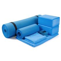 Conjunto de ioga BalanceFrom de 7 peças com tapete, toalha e acessórios azul