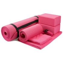 Conjunto de ioga BalanceFrom de 7 peças com tapete, toalha e acessórios rosa