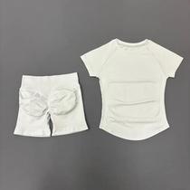 Conjunto De Ioga Sem Costura Feminino, 2 Peças, Manga Curta, Fitness, Treino, Academia, HISTELLO Conjunto De Ioga Sem Costura Feminino, 2 Peças, Manga Curta, Fitness, Treino, Academia, HISTELLO