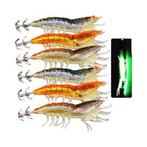 Conjunto De Iscas De Pesca Glow Shrimp 6pcs 12cm Isca Luminosa Para Lula, Polvo, Camarão E