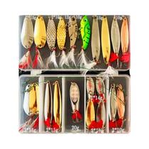 Conjunto De Iscas De Pesca Metal Jig Spoon 10 20 25 35pcs Kit De Wobblers Isca Artificial Para Pike