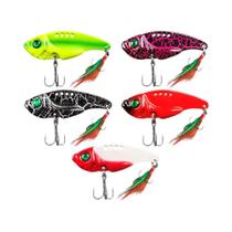 Conjunto De Iscas Para Pesca Em Água Salgada 5 Peças Metal VIB Isca Dura Afundante Com Olhos 3D