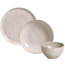 Conjunto de Jantar 12 Peças Bio Latte Prato Raso Fundo Bowl Off White Mesa Posta Porto Brasil