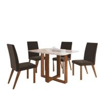 Conjunto de Jantar 185/25 - Mesa com Tampo de Vidro e 4 Cadeiras em Veludo - Zamarchi