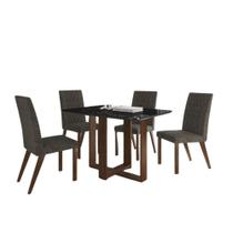 Conjunto de Jantar 185/25 - Mesa com Tampo de Vidro e 4 Cadeiras em Veludo - Zamarchi