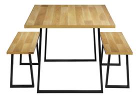 Conjunto De Jantar 3 Pecas Mesa 2 Bancos Madeira Clara Cauly