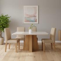 Conjunto de Jantar 4 Lugares Mesa Patrícia com Tampo de Vidro e 4 Cadeiras Conjunto de Jantar 4 Lugares Mesa Patrícia com Tampo de Vidro e 4 Cadeiras