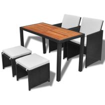 Conjunto de jantar ao ar livre Casafoyer Poly Rattan/Acacia Wood 5 peças Conjunto de jantar ao ar livre Casafoyer Poly Rattan/Acacia Wood 5 peças