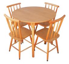 Conjunto de Jantar Colonial Brisa Mesa 90 cm Mel/Sinamão + 04 Cadeiras Mel - Rustico Linda