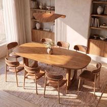 Conjunto de Jantar com Mesa Orgânica Tali 210cm e 8 Cadeiras Ema CabeCasa MadeiraOriginals Marrom Conjunto de Jantar com Mesa Orgânica Tali 210cm e 8 Cadeiras Ema CabeCasa MadeiraOriginals Marrom