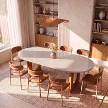 Conjunto de Jantar com Mesa Oval Tali 210cm e 8 Cadeiras Ema CabeCasa MadeiraOriginals Bege/Marrom Conjunto de Jantar com Mesa Oval Tali 210cm e 8 Cadeiras Ema CabeCasa MadeiraOriginals Bege/Marrom