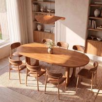 Conjunto de Jantar com Mesa Oval Tali 210cm e 8 Cadeiras Ema CabeCasa MadeiraOriginals Marrom Conjunto de Jantar com Mesa Oval Tali 210cm e 8 Cadeiras Ema CabeCasa MadeiraOriginals Marrom
