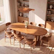 Conjunto de Jantar com Mesa Oval Tali 210cm e 8 Cadeiras Ema CabeCasa MadeiraOriginals Marrom Conjunto de Jantar com Mesa Oval Tali 210cm e 8 Cadeiras Ema CabeCasa MadeiraOriginals Marrom