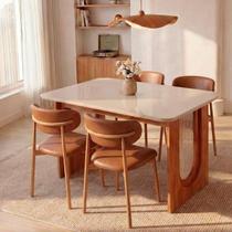 Conjunto de Jantar com Mesa Tali 130cm e 4 Cadeiras Ema CabeCasa MadeiraOriginals Marrom/Bege Conjunto de Jantar com Mesa Tali 130cm e 4 Cadeiras Ema CabeCasa MadeiraOriginals Marrom/Bege