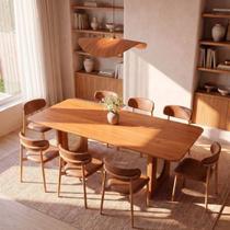 Conjunto de Jantar com Mesa Tali 210cm e 8 Cadeiras Ema CabeCasa MadeiraOriginals Marrom Conjunto de Jantar com Mesa Tali 210cm e 8 Cadeiras Ema CabeCasa MadeiraOriginals Marrom
