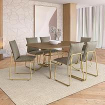 Conjunto de Jantar Concept 6 Lugares Tampo MDP com Estrutura em Aço Dourado 160CM Móveis Carraro Conjunto de Jantar Concept 6 Lugares Tampo MDP com Estrutura em Aço Dourado 160CM Móveis Carraro
