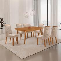 Conjunto de Jantar Copper 6 Lugares Tampo MDF com Cadeiras em Veludo Creme 180CM Moderna Conjunto de Jantar Copper 6 Lugares Tampo MDF com Cadeiras em Veludo Creme 180CM Moderna